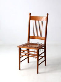antique spindle back chair art installation | early American form