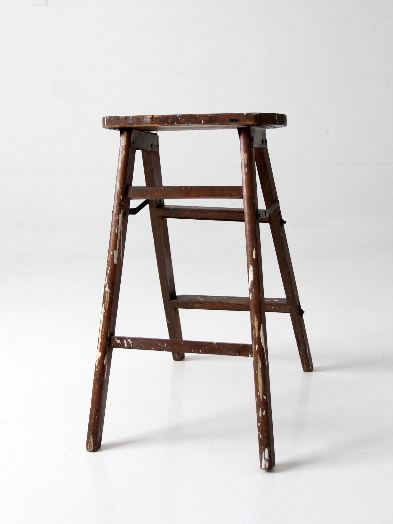 antique wood step ladder stool
