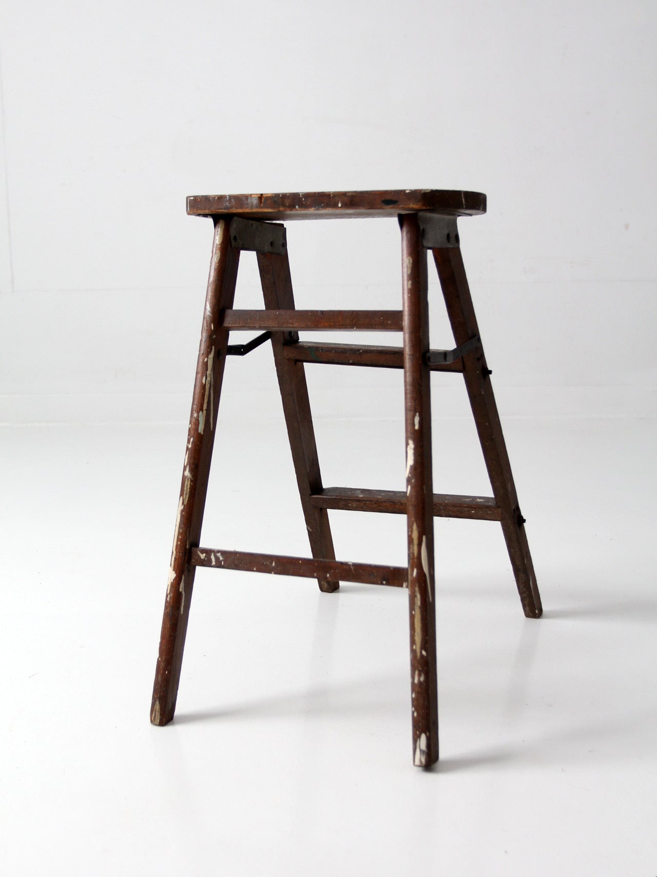 antique wood step ladder stool
