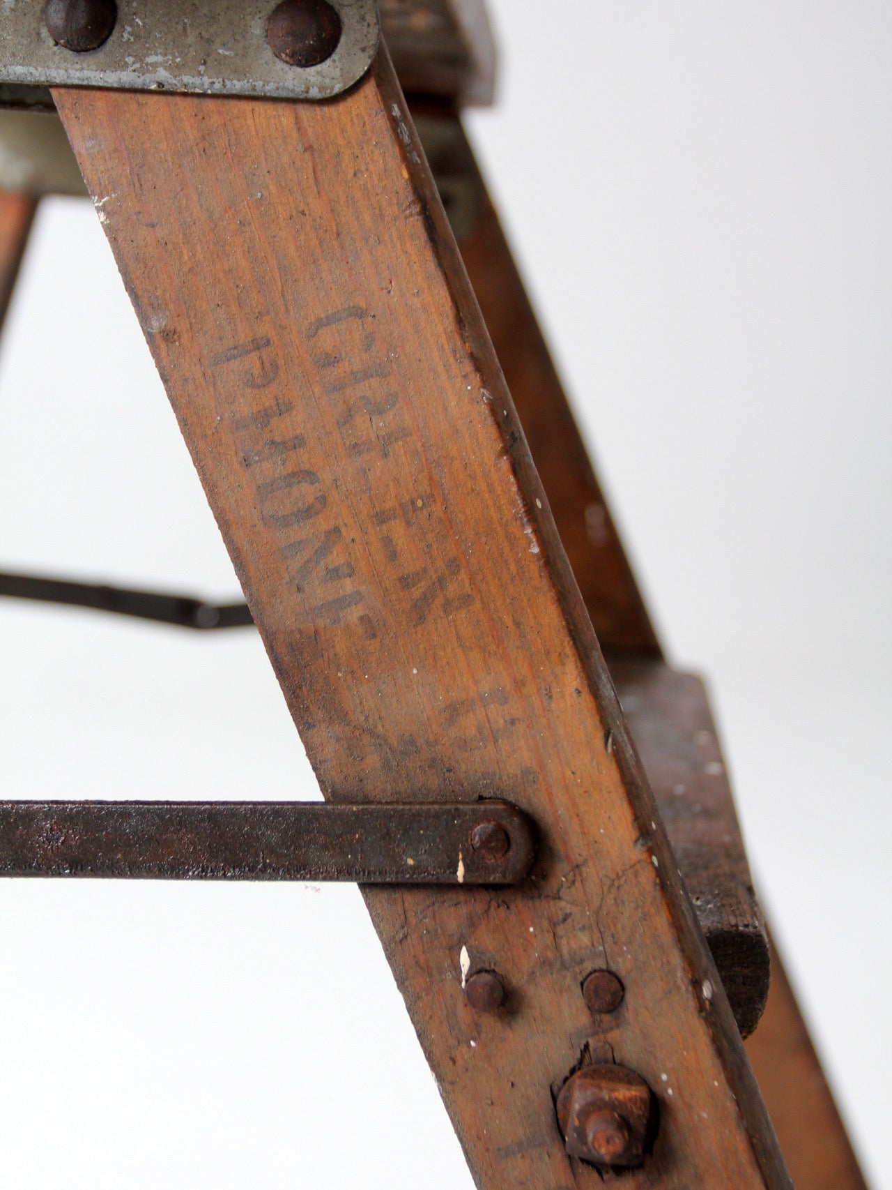 antique wood step ladder stool