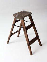 antique wood step ladder stool