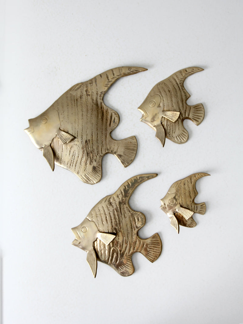 mid century brass fish wall art set of 4