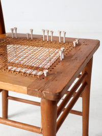 antique spindle back chair art installation | early American form