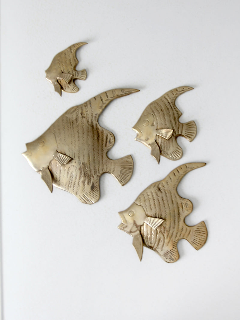 mid century brass fish wall art set of 4