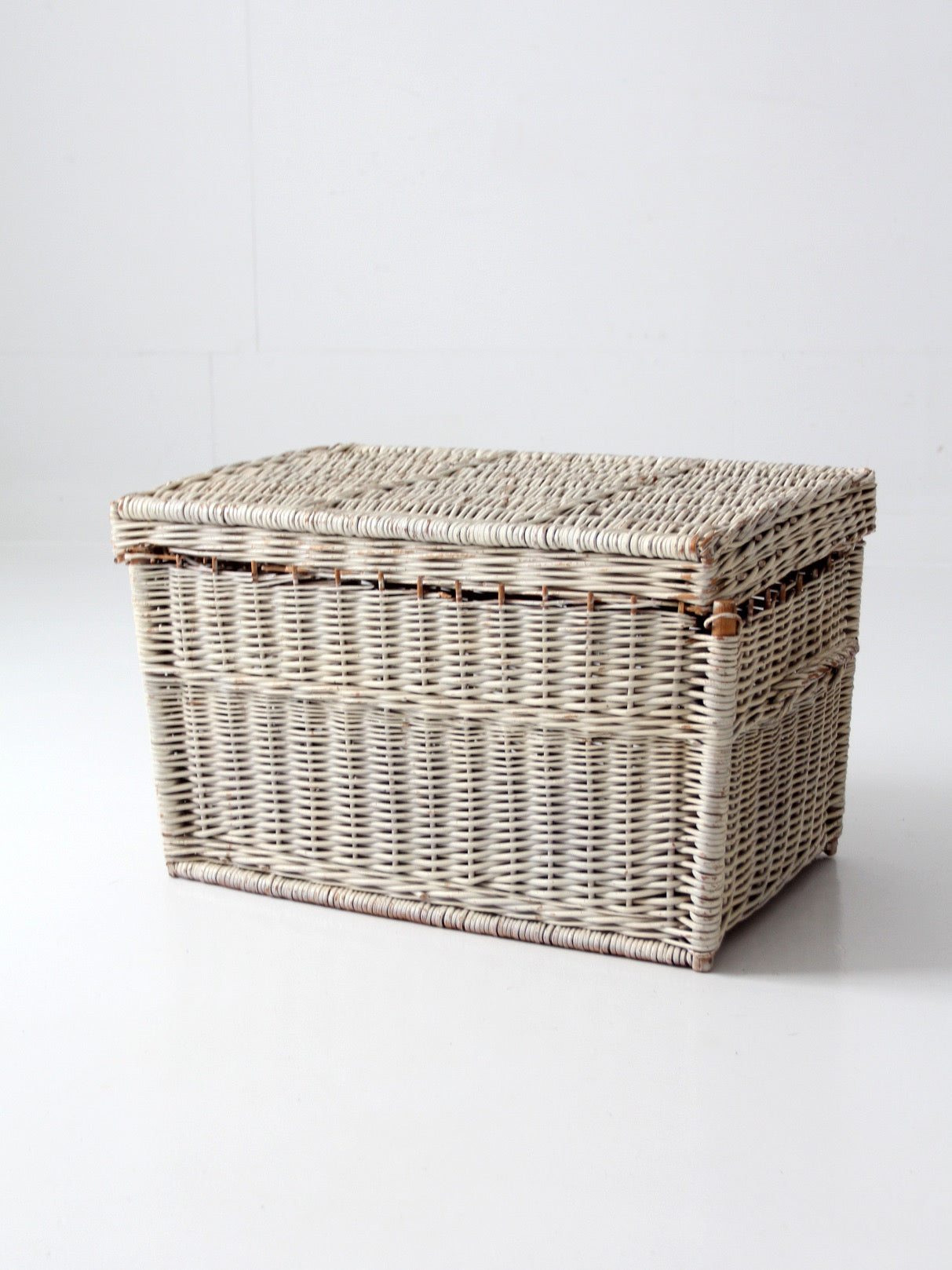 vintage white wicker storage basket