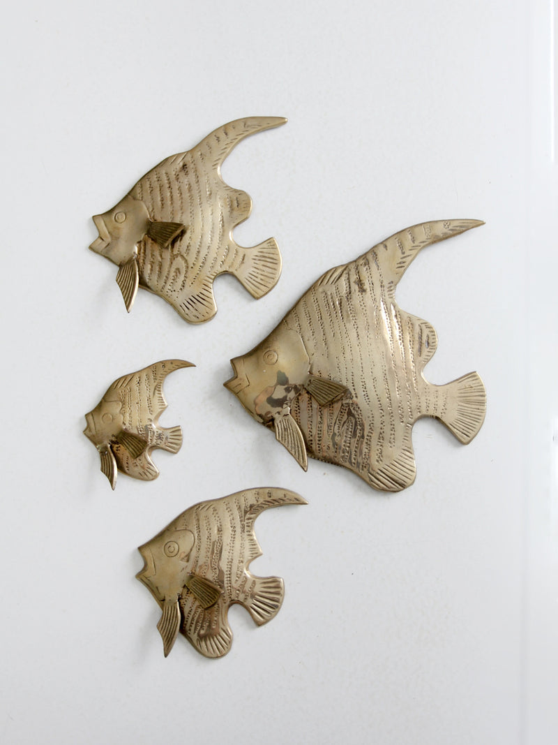 mid century brass fish wall art set of 4