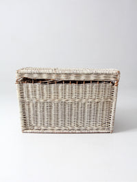 vintage white wicker storage basket