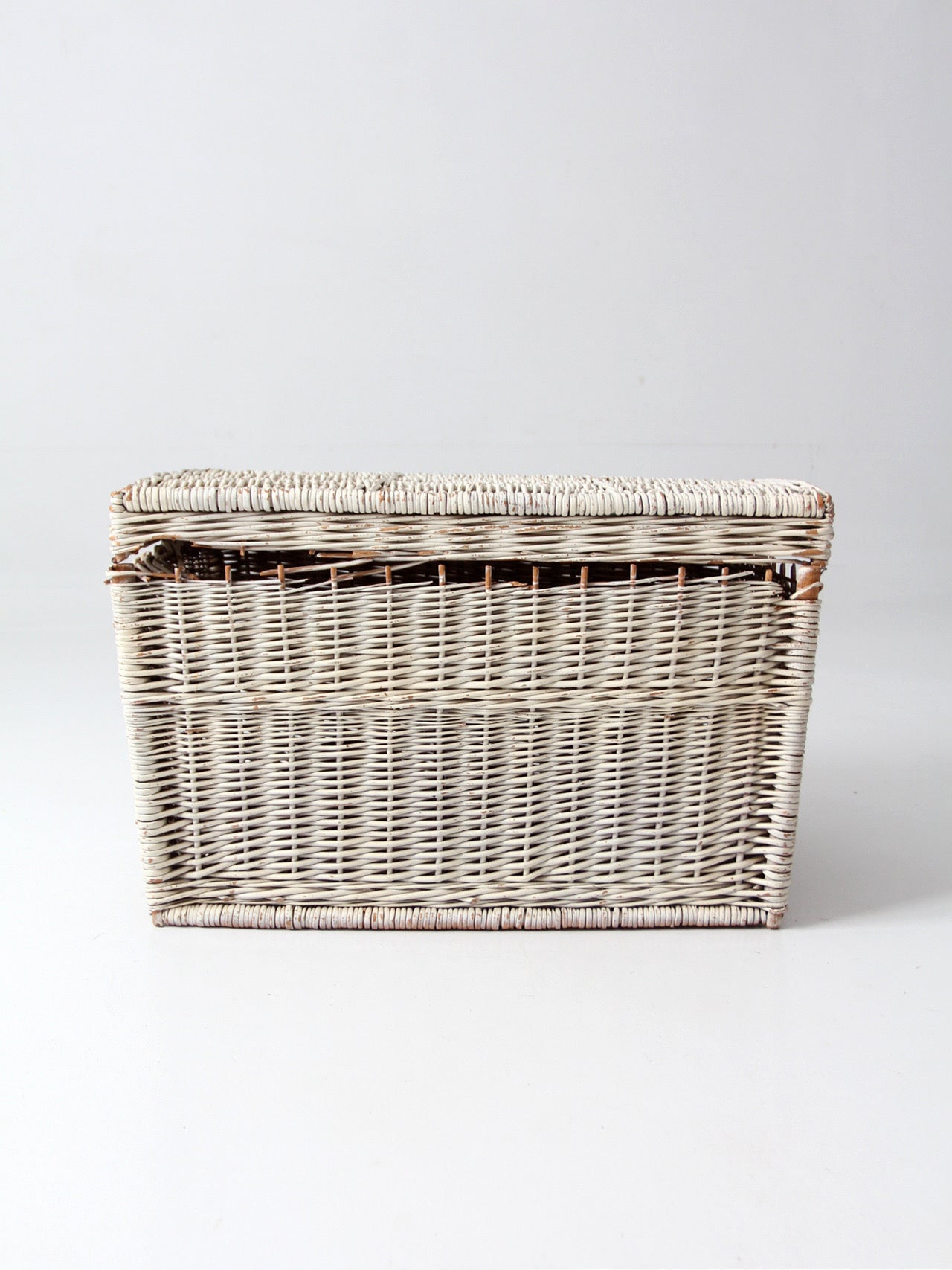 vintage white wicker storage basket