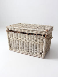 vintage white wicker storage basket