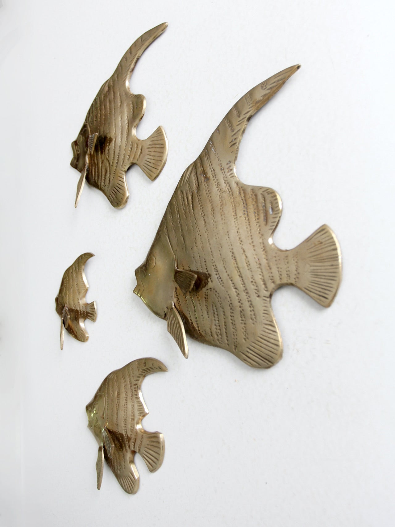 mid century brass fish wall art set of 4