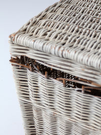 vintage white wicker storage basket
