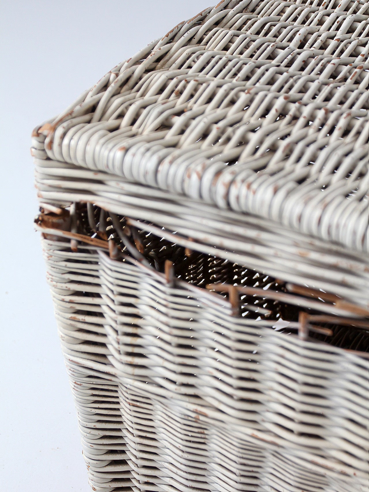 vintage white wicker storage basket