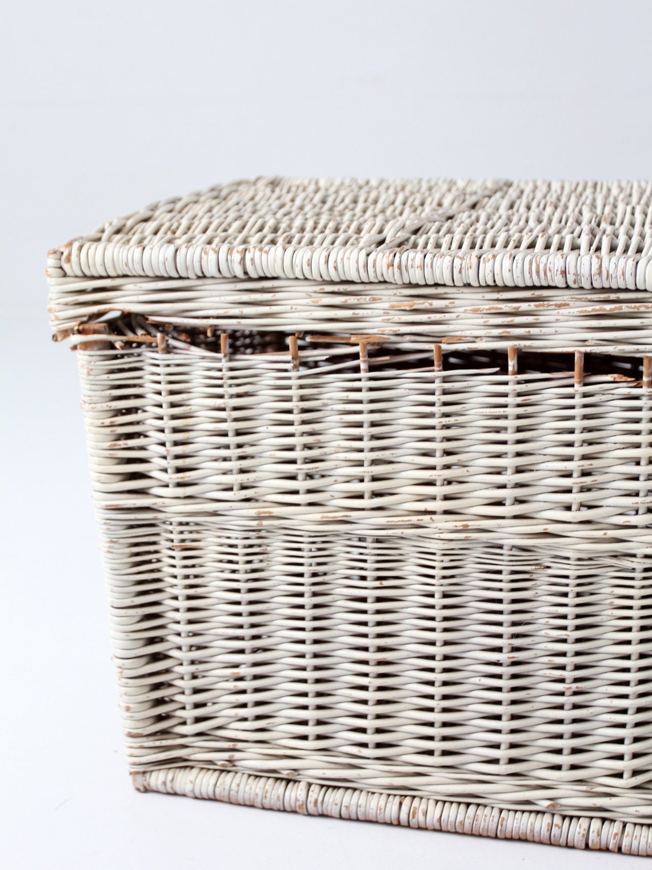 vintage white wicker storage basket