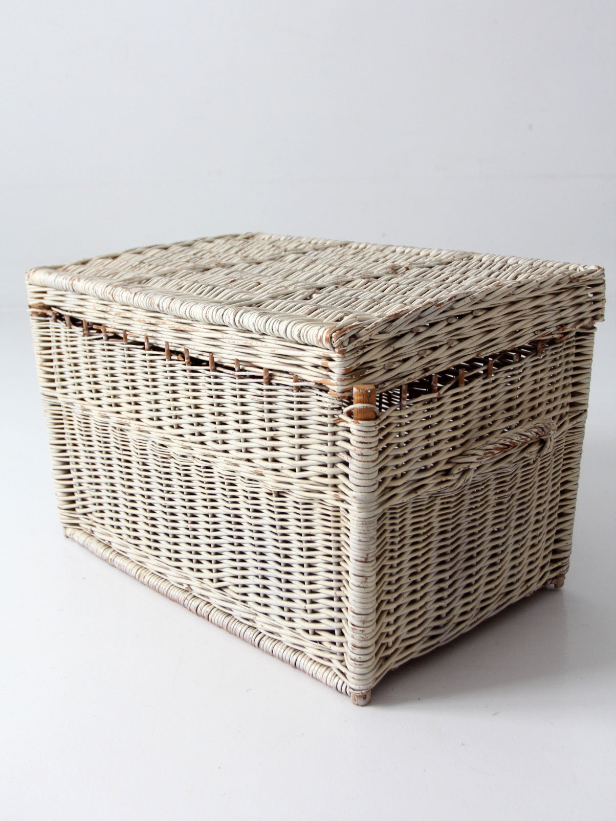 vintage white wicker storage basket