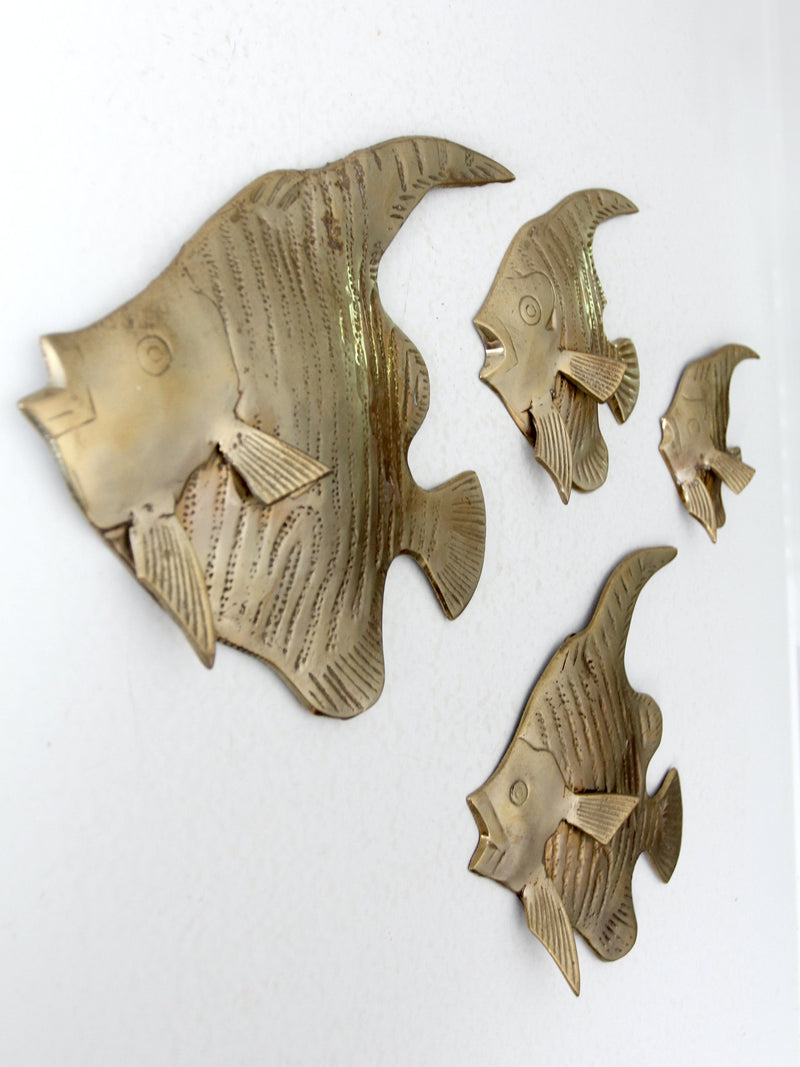 mid century brass fish wall art set of 4