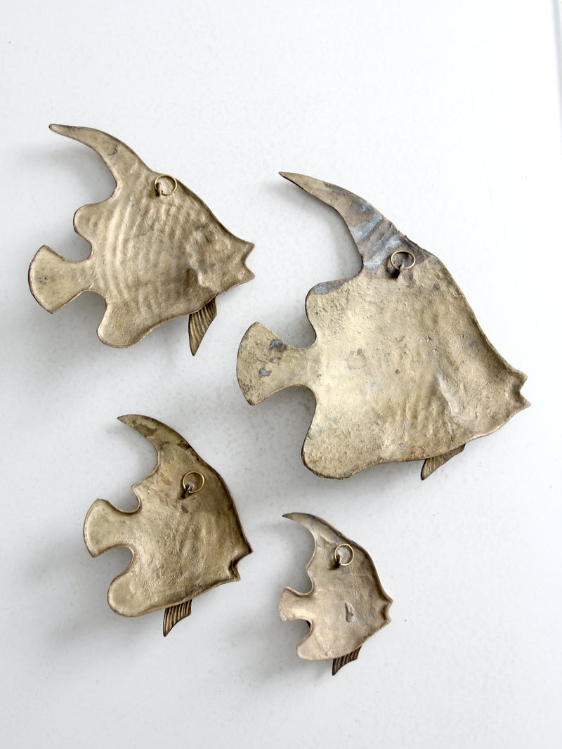 mid century brass fish wall art set of 4
