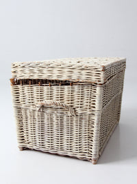 vintage white wicker storage basket