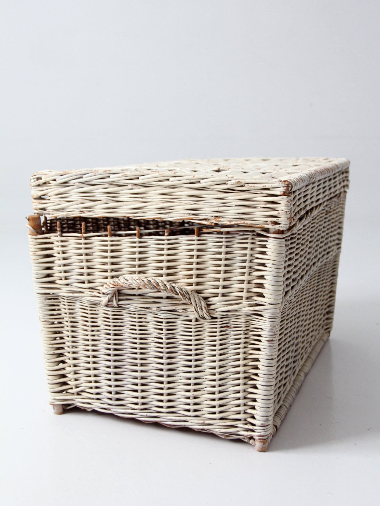 vintage white wicker storage basket