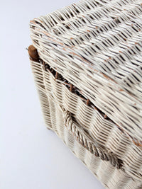 vintage white wicker storage basket