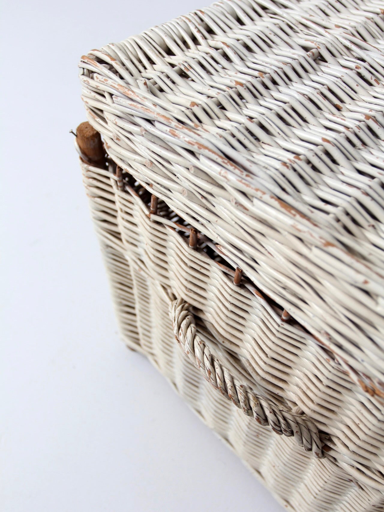 vintage white wicker storage basket