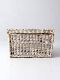 vintage white wicker storage basket