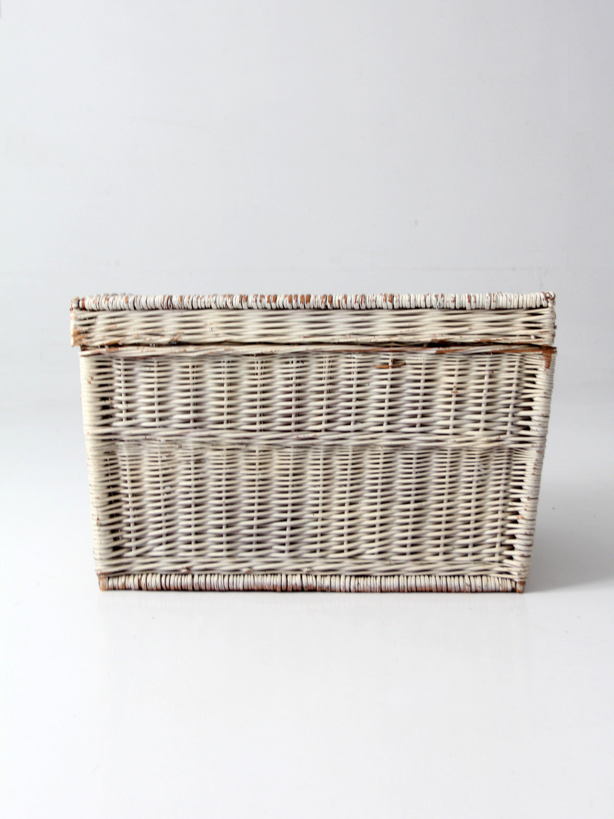 vintage white wicker storage basket
