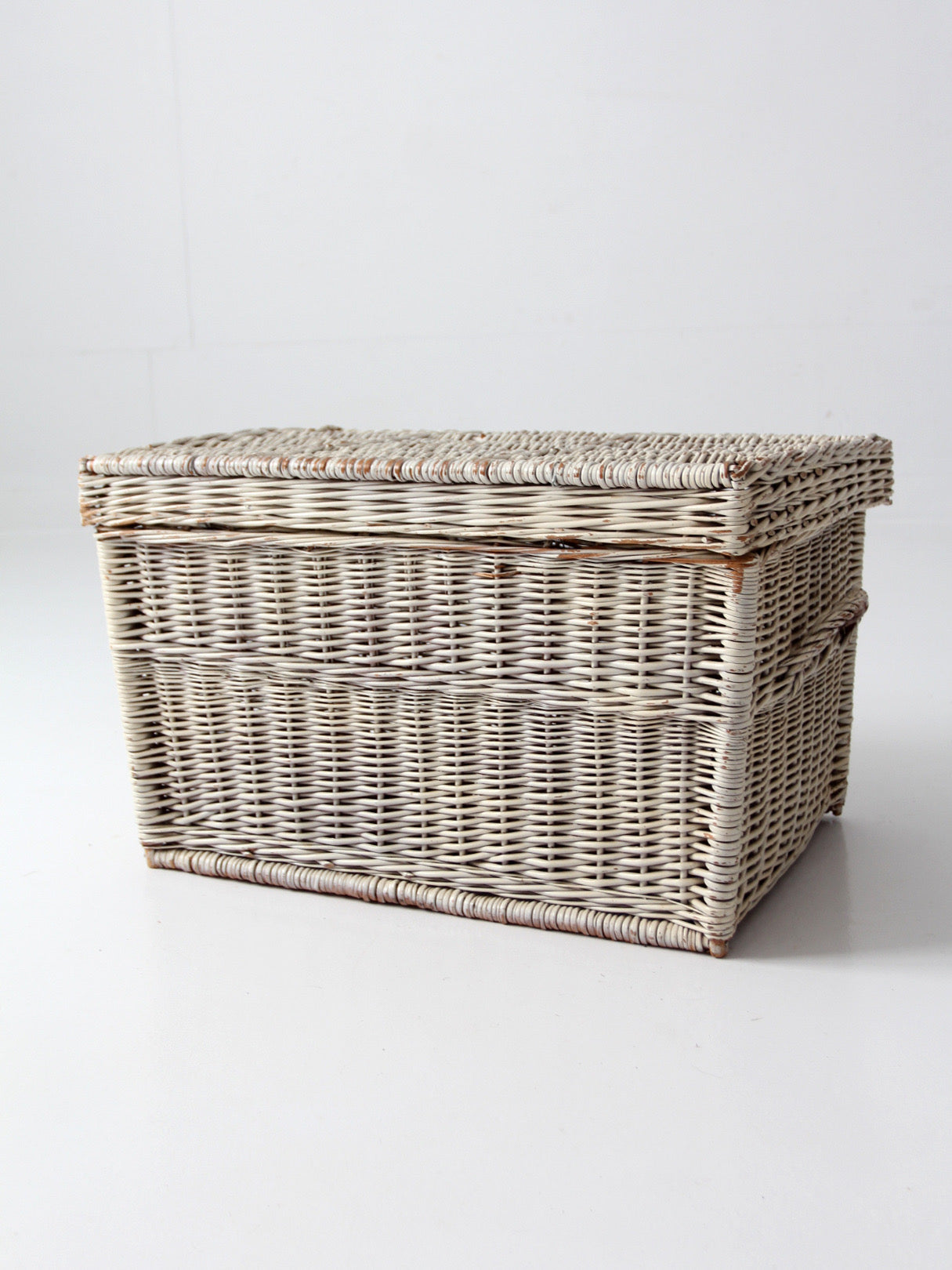vintage white wicker storage basket