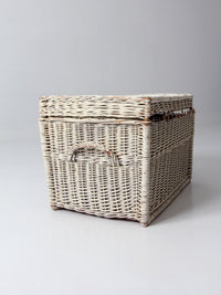 vintage white wicker storage basket