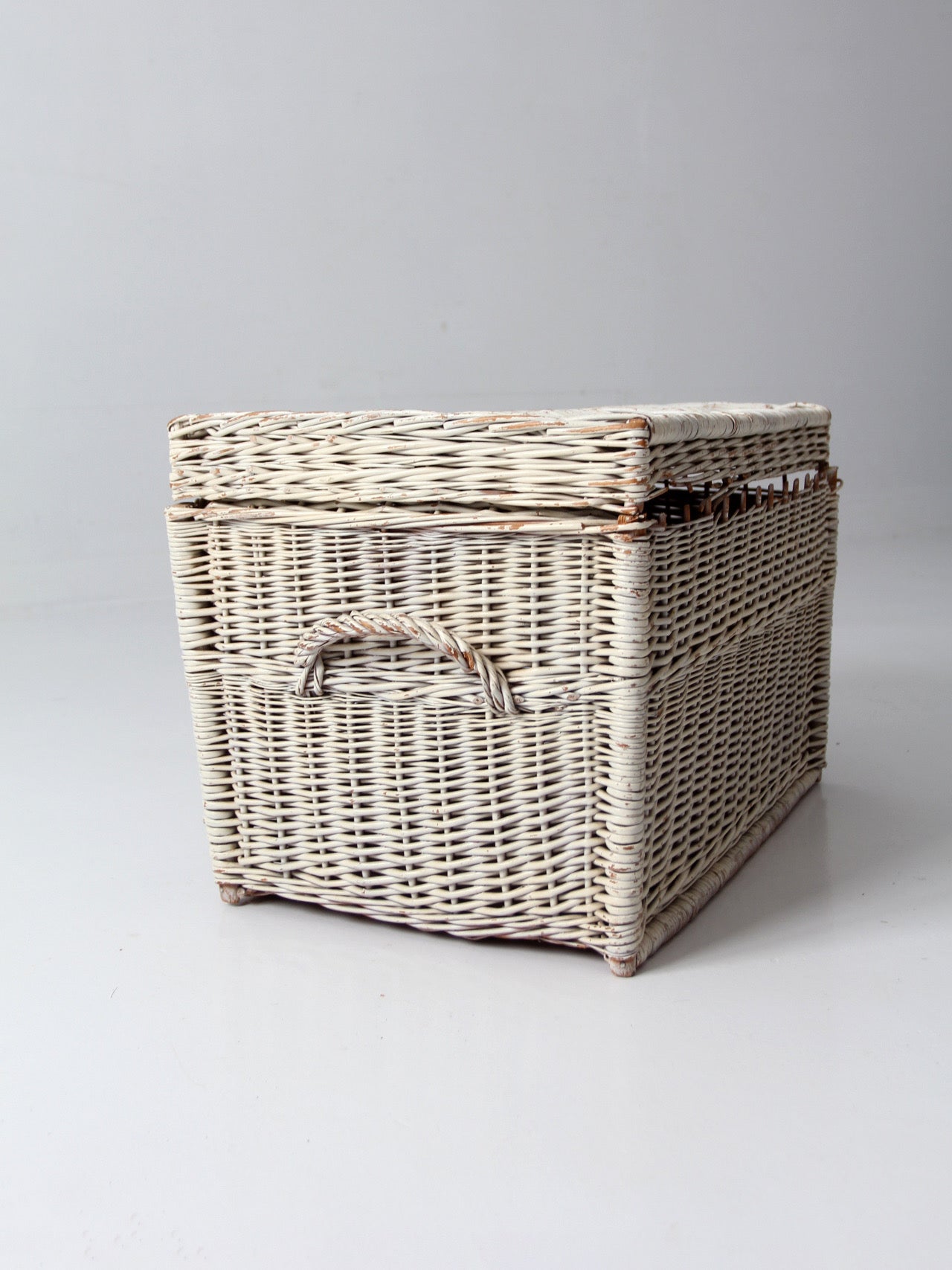 vintage white wicker storage basket