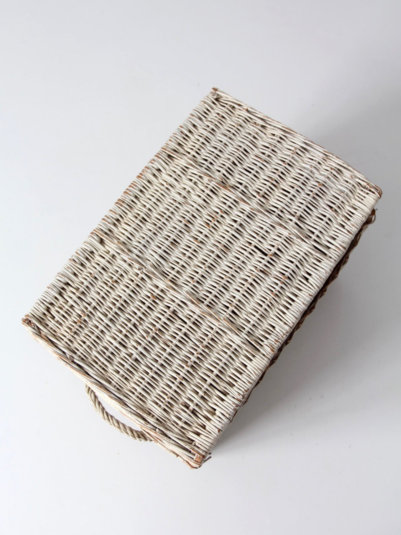 vintage white wicker storage basket