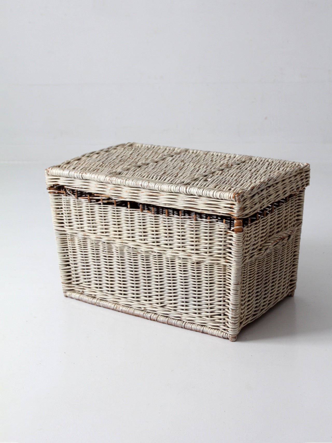 vintage white wicker storage basket