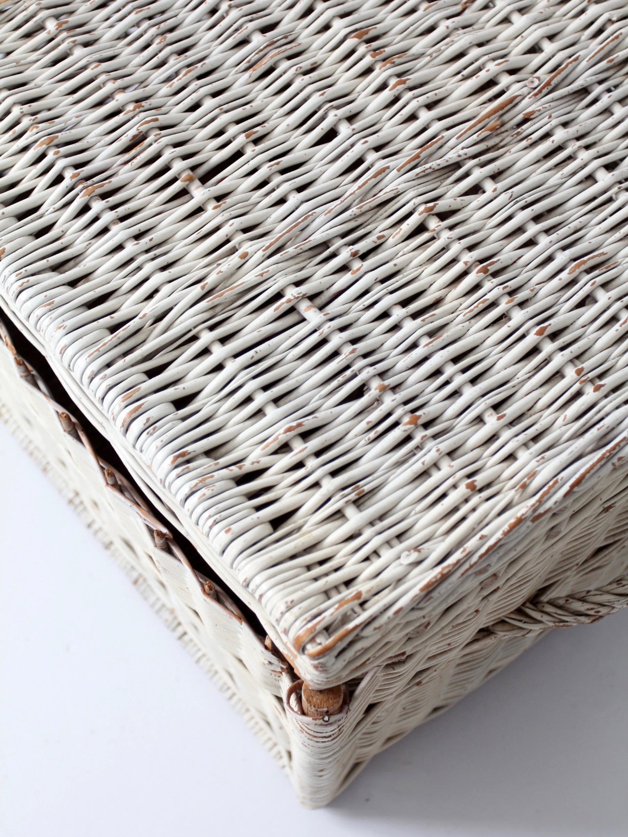 vintage white wicker storage basket