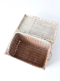 vintage white wicker storage basket