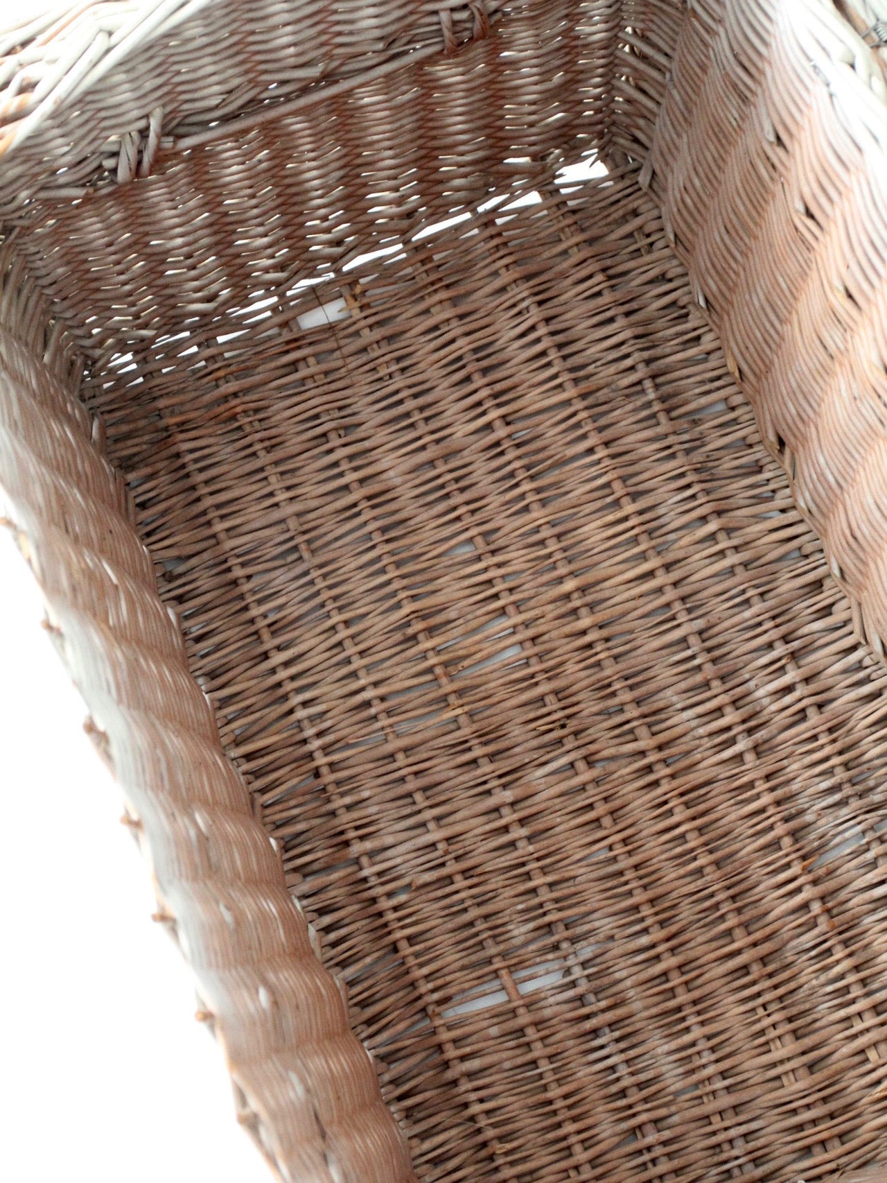 vintage white wicker storage basket