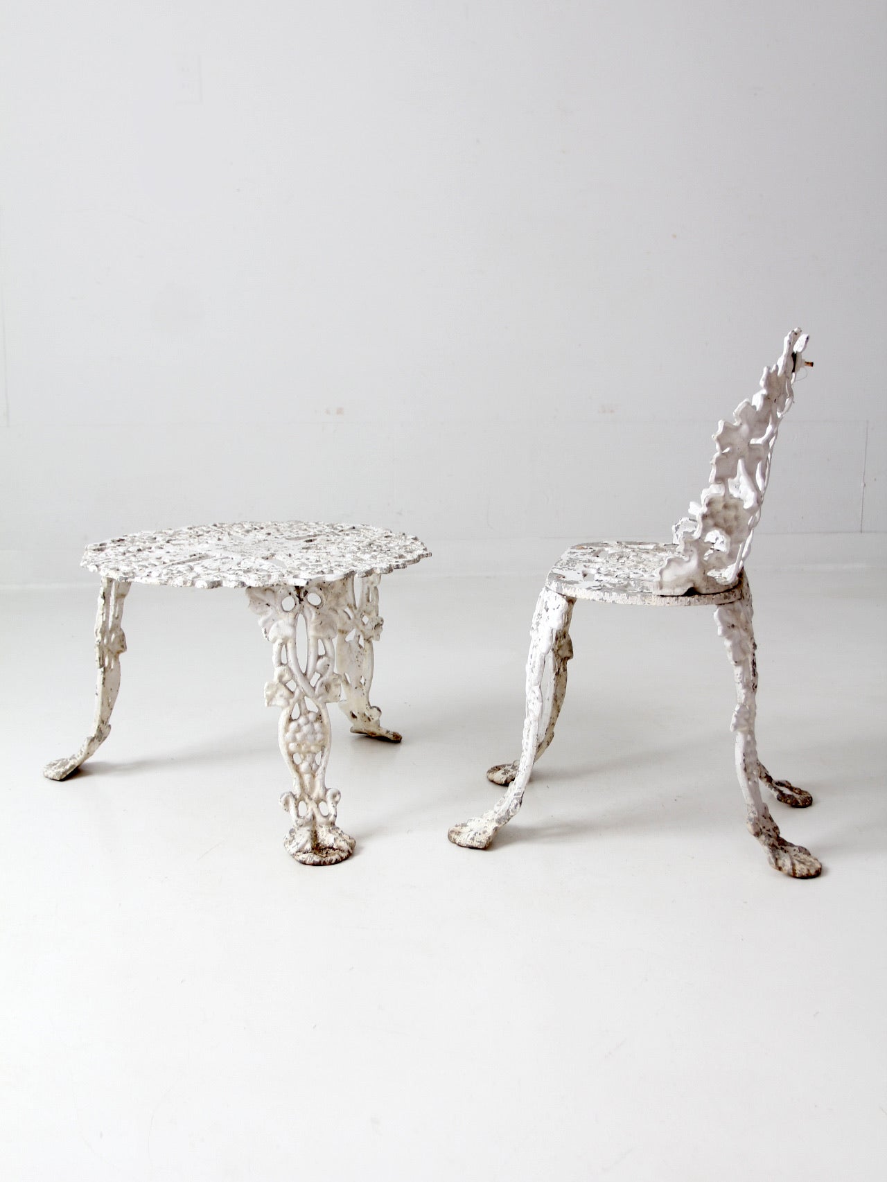 vintage painted cast iron garden chair and table set