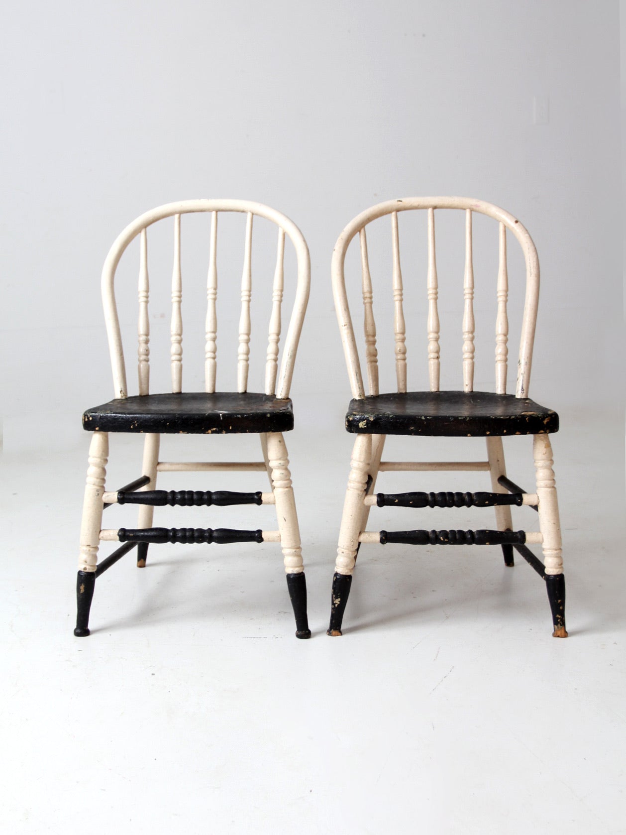 antique painted Windsor chairs pair