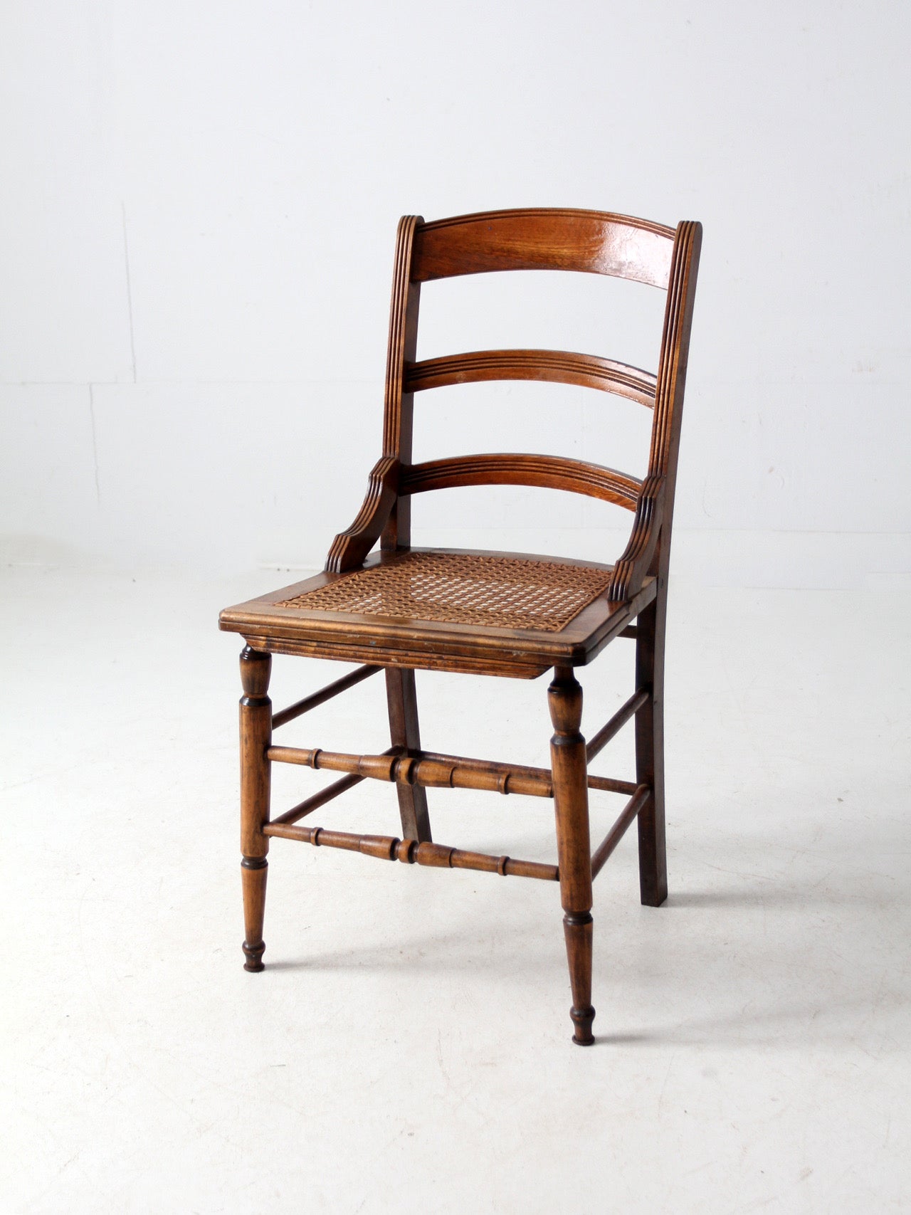 antique ladder back cane seat dining chair