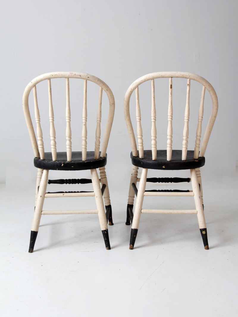 antique painted Windsor chairs pair