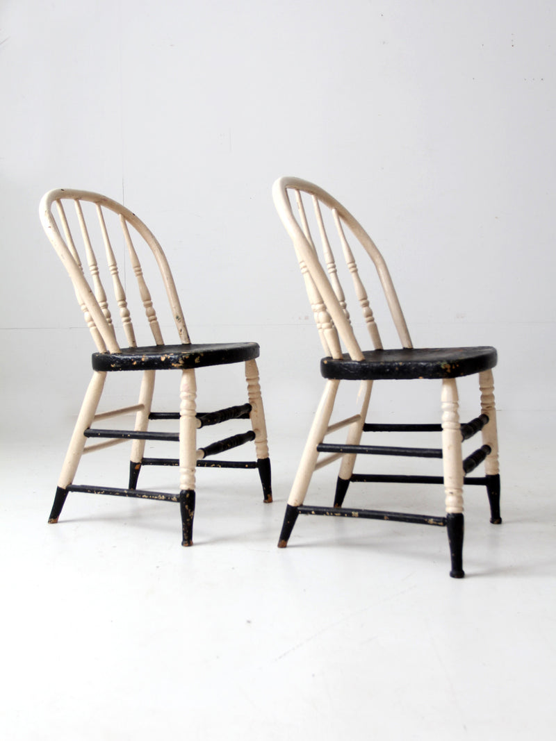 antique painted Windsor chairs pair