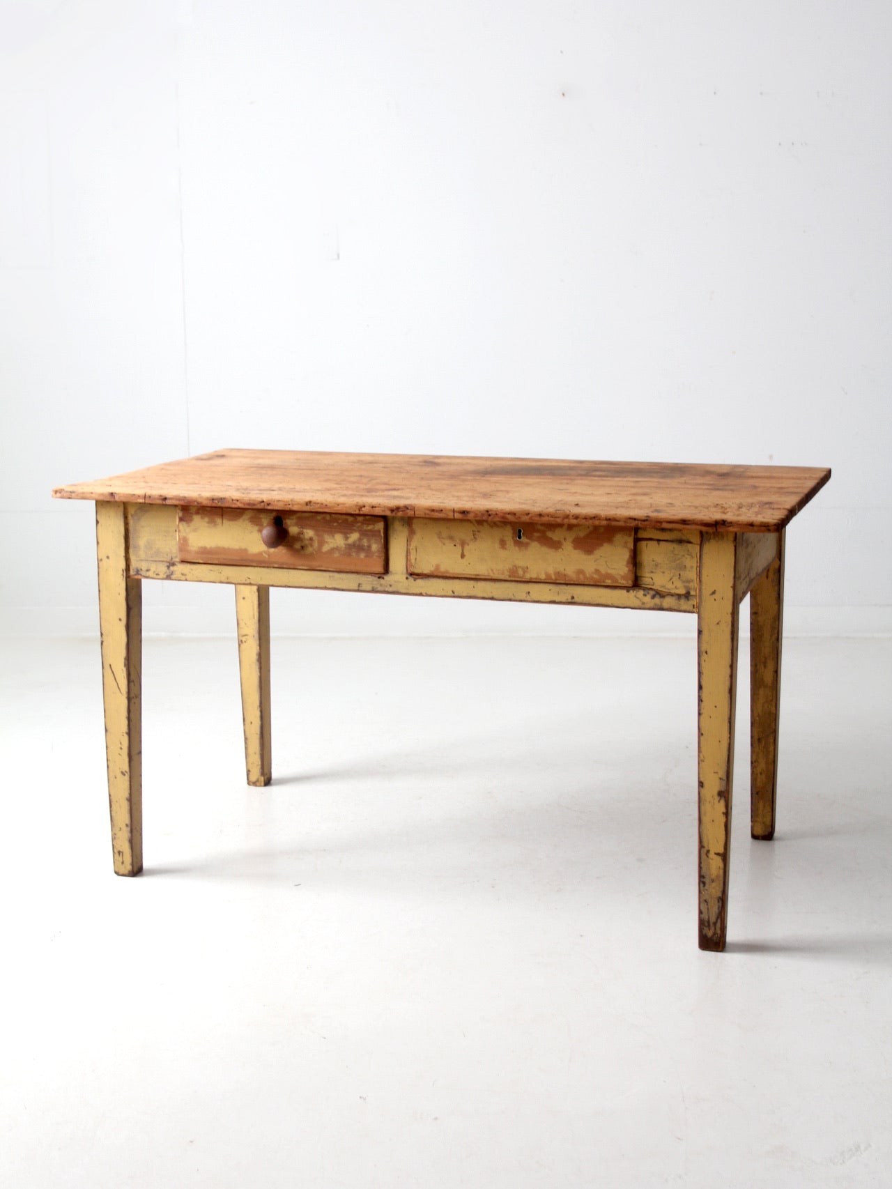 antique farmhouse table with drawers – 86 Vintage