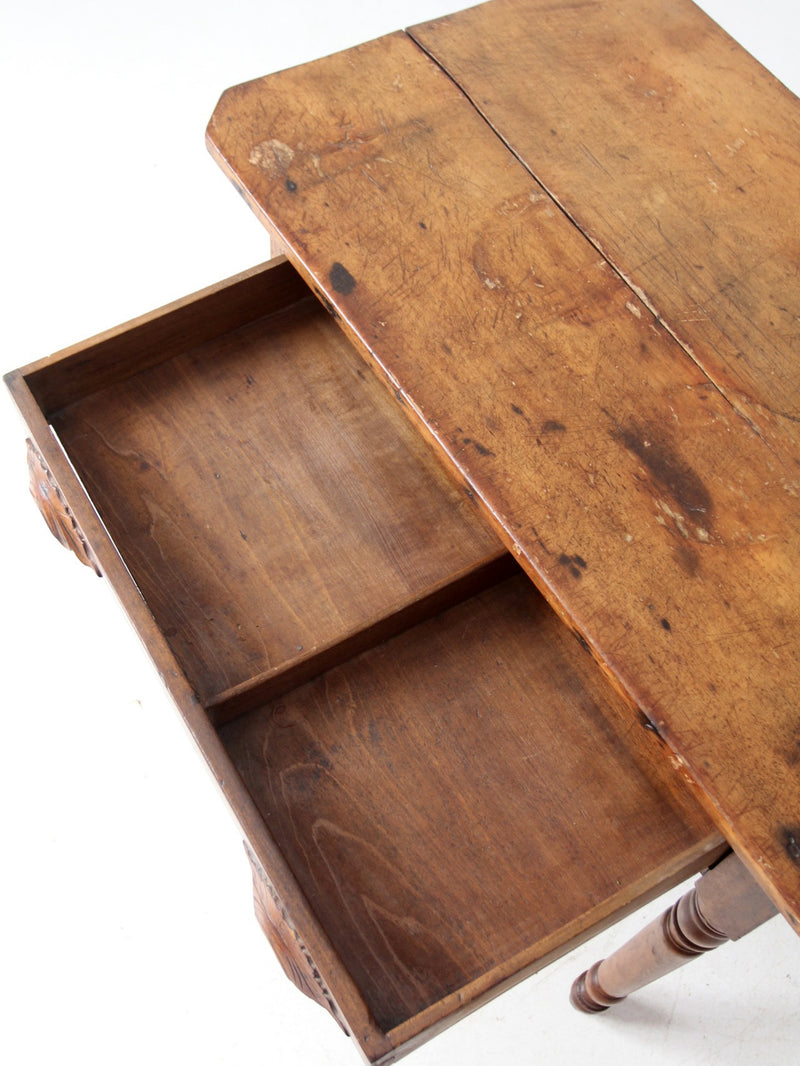 antique primitive table with drawer