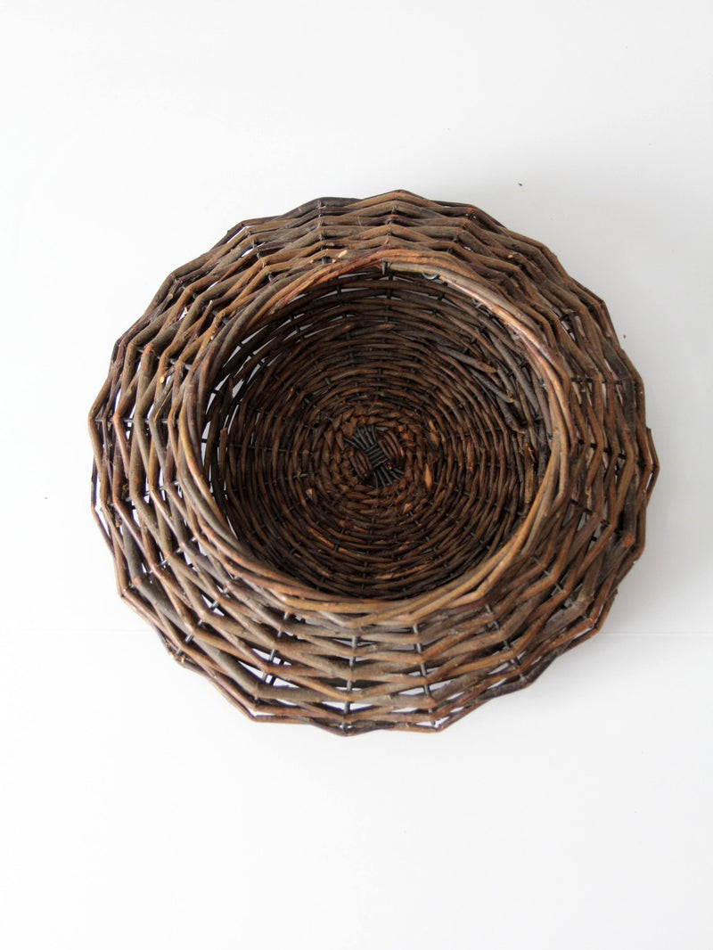 vintage wicker basket bowl