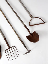 antique primitive garden tools collection