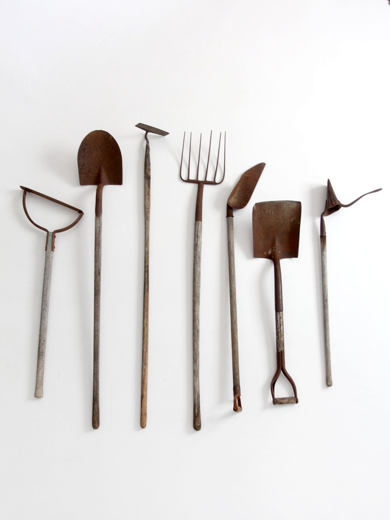 antique primitive garden tools collection