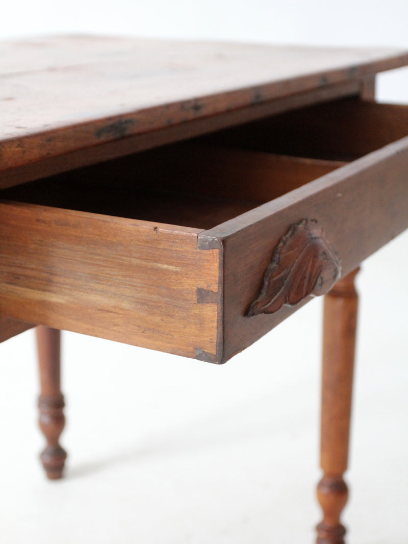 antique primitive table with drawer