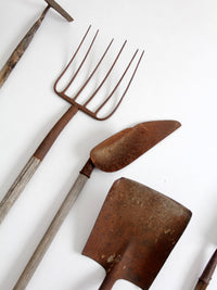 antique primitive garden tools collection