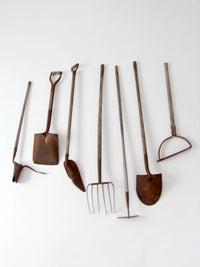 antique primitive garden tools collection