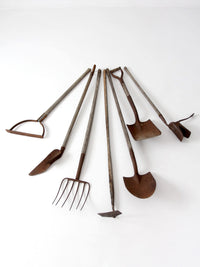 antique primitive garden tools collection
