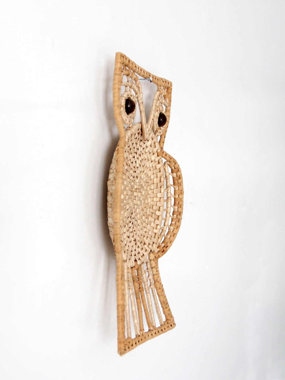 vintage woven owl wall hanging
