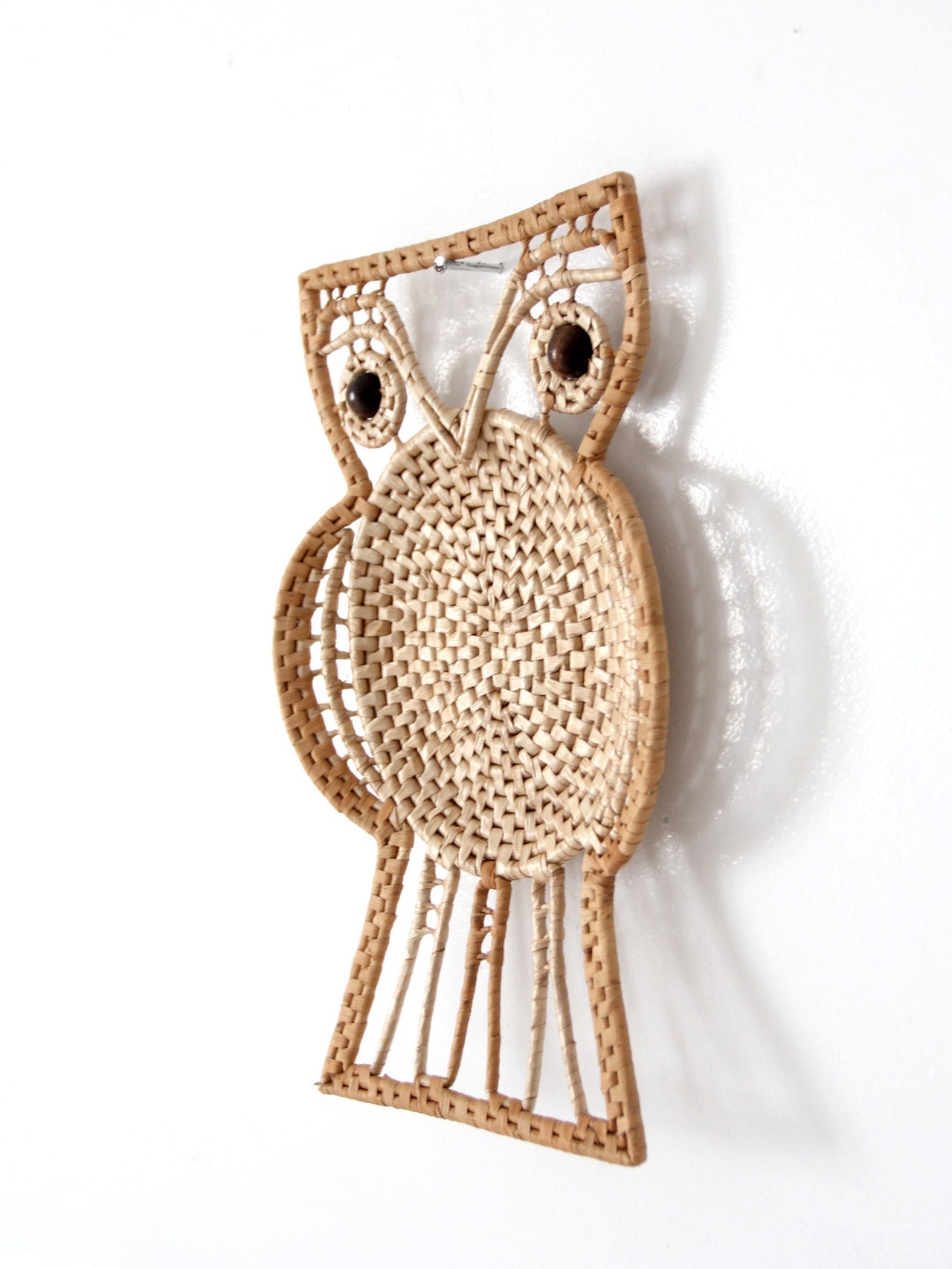 vintage woven owl wall hanging